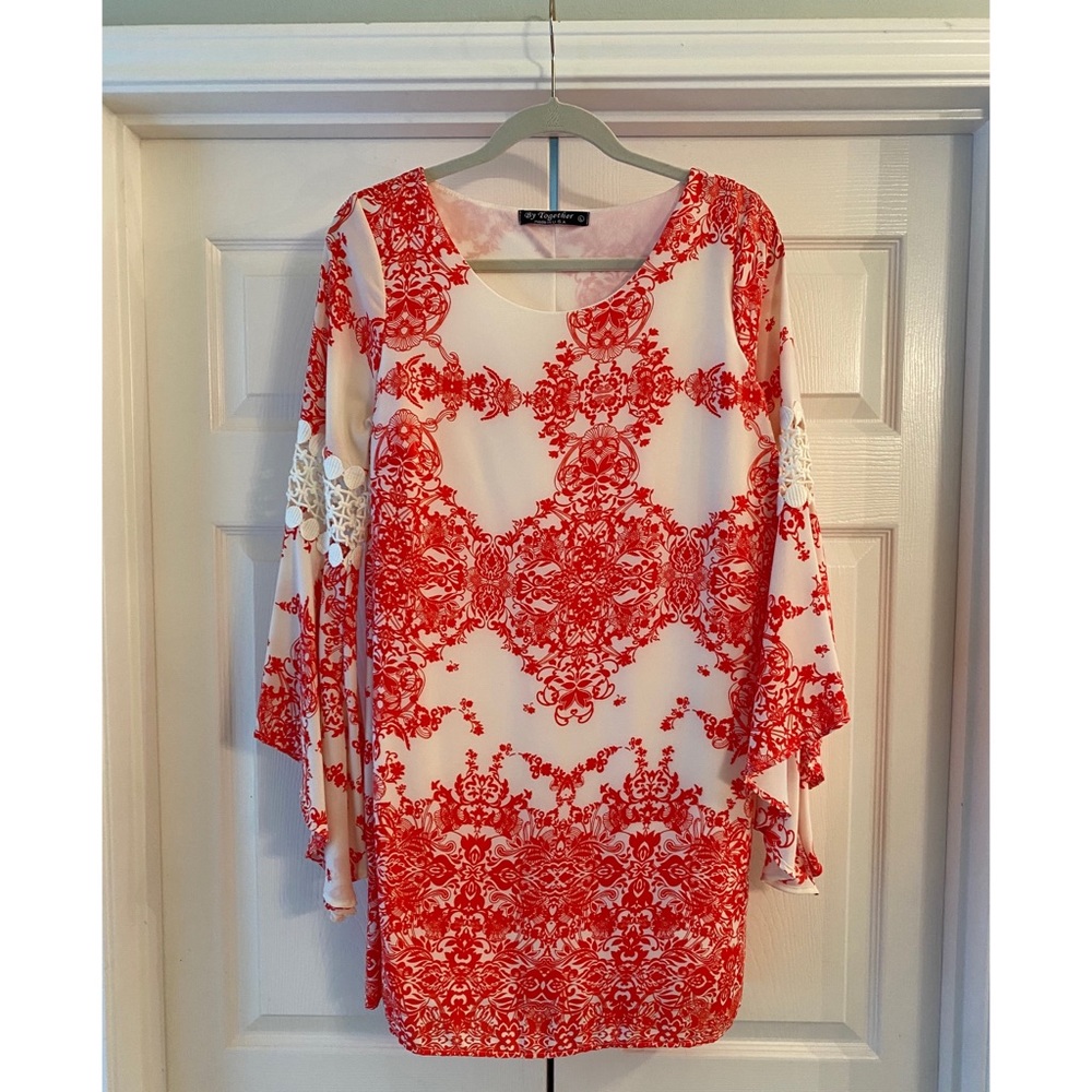 By Together red and white dress